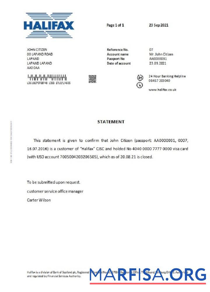 Realistic United Kingdom Halifax closure reference real example